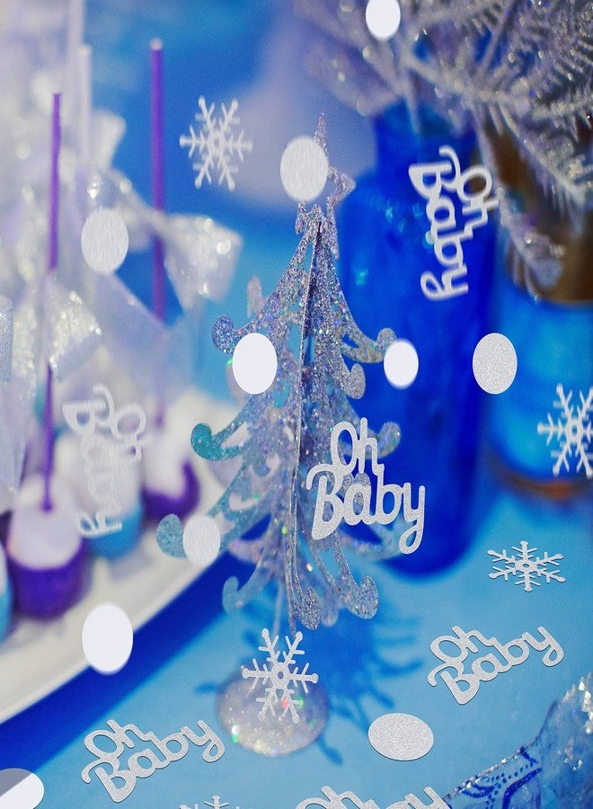 تشينكو 380 قطعة من قصاصات ورقية على شكل ندفات ثلجية لحفلات استقبال المولود الجديد، زينة ورقية لطاولة حفل استقبال المولود الجديد للأطفال الصغار (ندفات ثلجية، أبيض وفضي) - Image 3