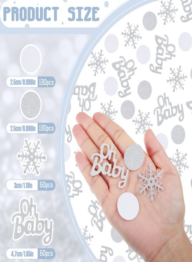 تشينكو 380 قطعة من قصاصات ورقية على شكل ندفات ثلجية لحفلات استقبال المولود الجديد، زينة ورقية لطاولة حفل استقبال المولود الجديد للأطفال الصغار (ندفات ثلجية، أبيض وفضي) - Image 2