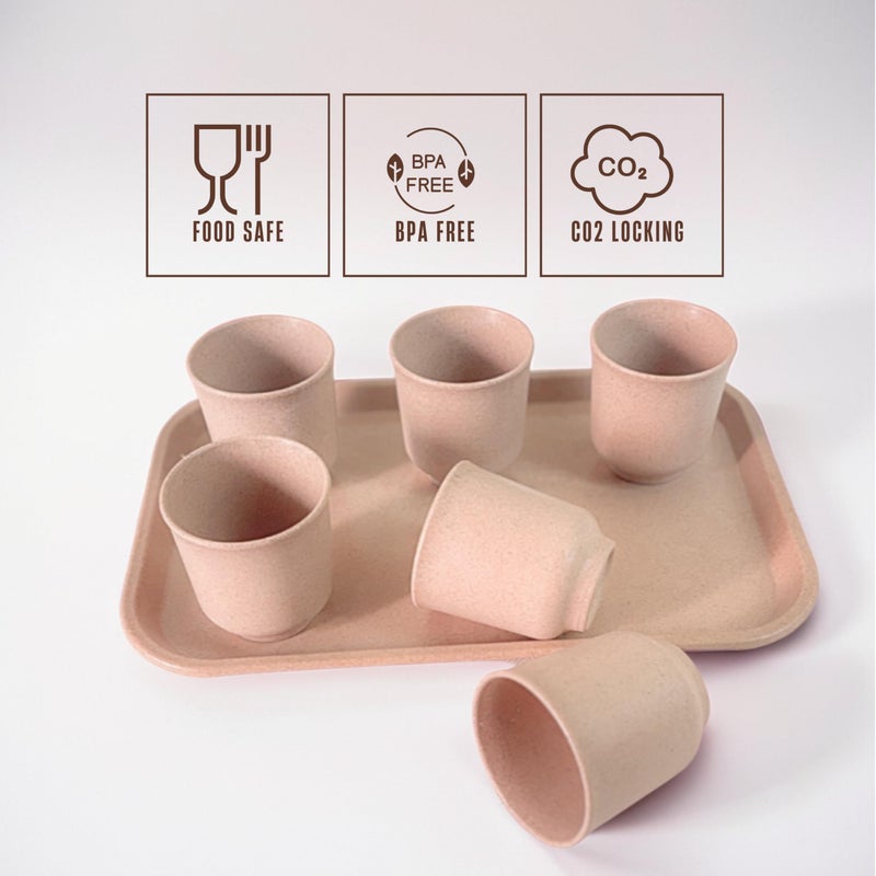 Pacing Grass Bamboo Bio-Composite Traditional Beverage Set | 7 Units | Lightweight Tray & Kullad Combo for Tea, Coffee & Everyday Refreshments - Image 3