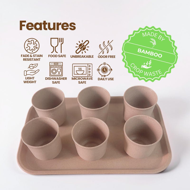 Pacing Grass Bamboo Bio-Composite Traditional Beverage Set | 7 Units | Lightweight Tray & Kullad Combo for Tea, Coffee & Everyday Refreshments - Image 5