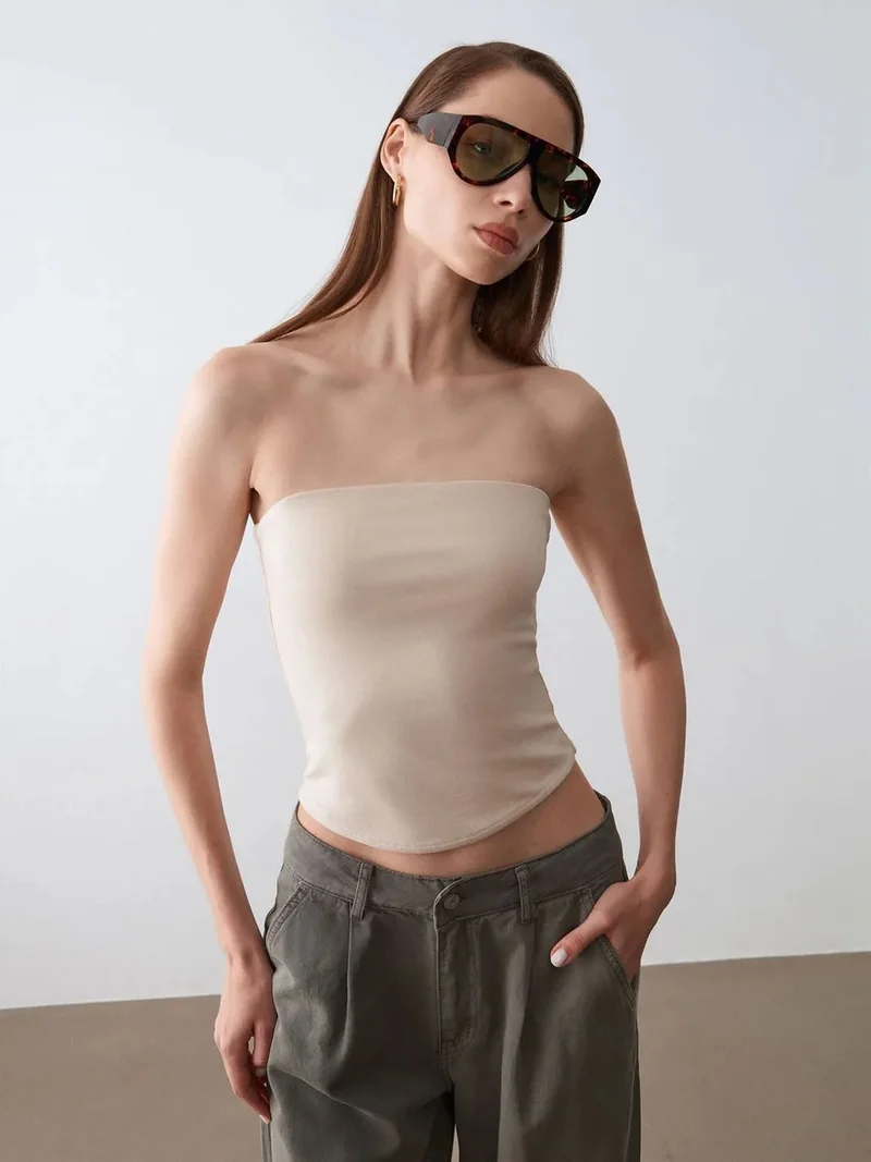 Dilvin DILVIN Women’s Strapless Crop Bandeau Top