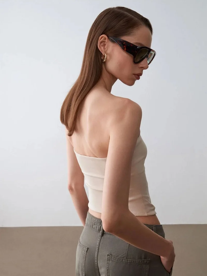 Dilvin DILVIN Women’s Strapless Crop Bandeau Top