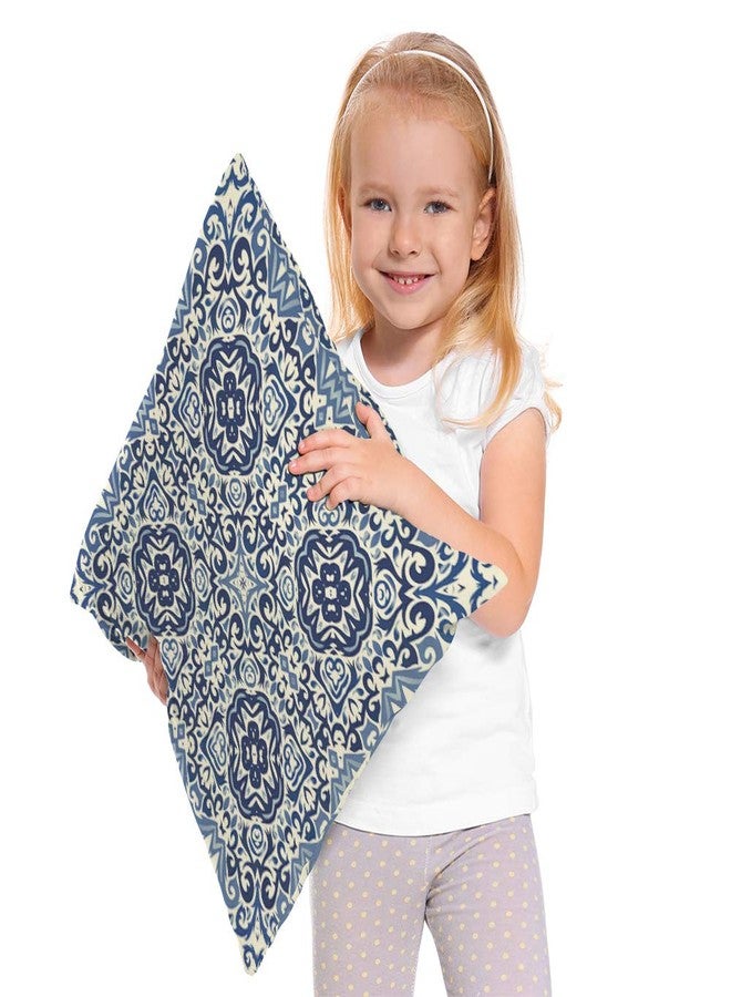 Moslion Throw Pillow Cover Geometric Morocco Tile Boho Floral Modern Art Design Navy Blue Indigo Color Square Pillow Case Cushion Cover for Home Car Decorative Cotton Linen 20x20 Inch - Image 2