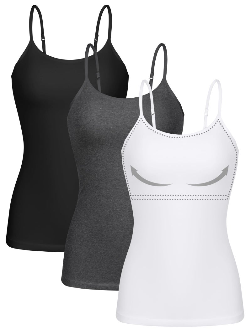 ATTRACO Camisoles with Built in Bra for Women Black Tank Top Adjustable Spaghetti Strap Soft Cami S - Image 1