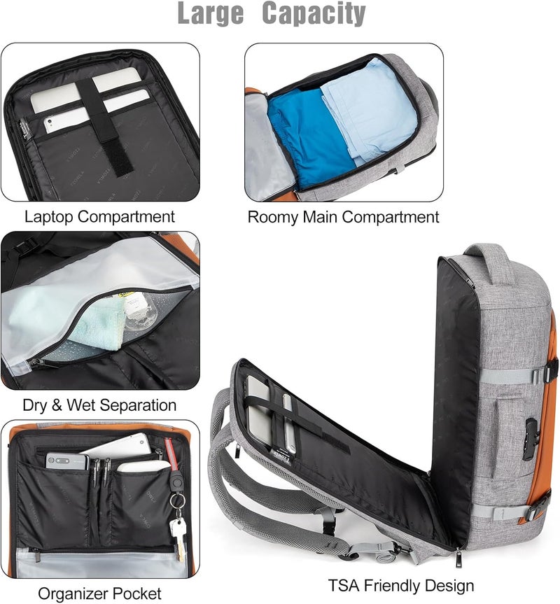 Tzowla Travel Laptop Backpack for Men Women Flight Approved,40L Large Capacity Water Resistant Anti Theft Backpacks with USB Port - Image 3