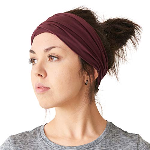 Charm Mens Head Wraps Elastic Bandana - Japanese Headband Workout Women Hair Maroon - Image 1