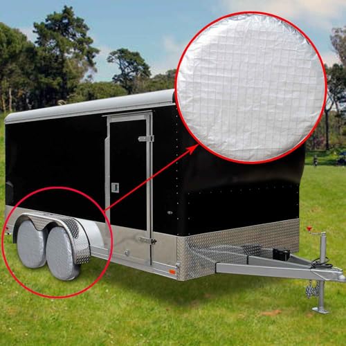 Amfor Tire Covers Set of 4, Waterproof Anti-UV Sun Snow Rain Tire Covers for Trailers, RV, Camper, SUV, Truck, Fit 24-26 inches Tire Diameter - Image 2