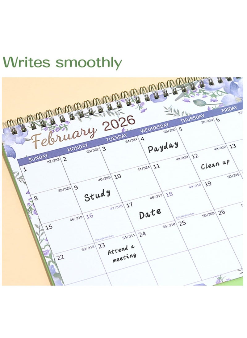Bukela 2026Desk Calendar - January 2026 - December 2026, Spiral Binding Floral Creative Page Turn Running Monthly Standing Memo Pages For Home Office School 10" X 8" - Image 2