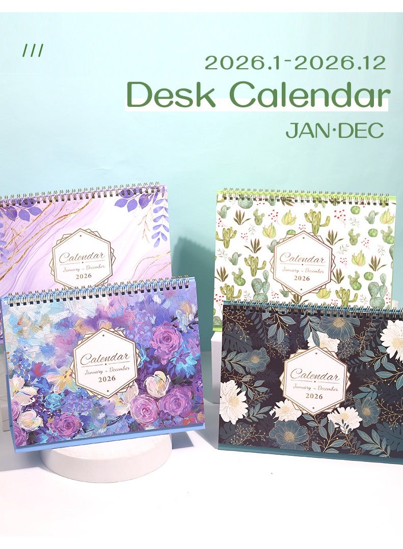 Bukela 2026Desk Calendar - January 2026 - December 2026, Spiral Binding Floral Creative Page Turn Running Monthly Standing Memo Pages For Home Office School 10" X 8" - Image 3