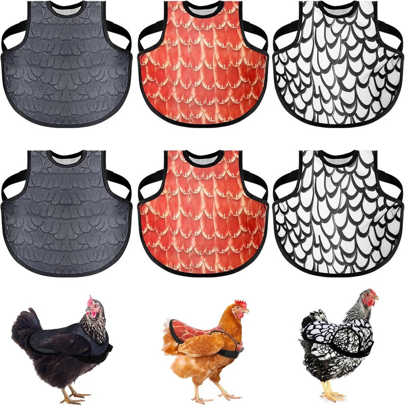VZZNN 6Pcs Chicken Saddles for Hens, Adjustable Hen Aprons for Back Feather Protection, Waterproof Chicken Vest Jacket for Poultry, Fits Small to Medium Hens (3 Colors) - Image 1