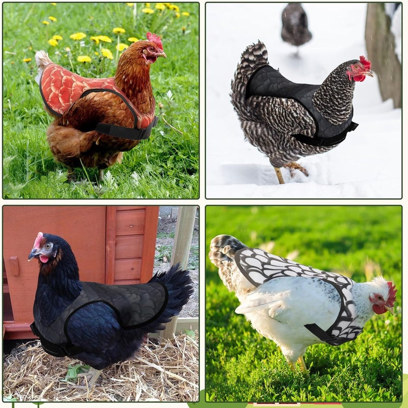 VZZNN 6Pcs Chicken Saddles for Hens, Adjustable Hen Aprons for Back Feather Protection, Waterproof Chicken Vest Jacket for Poultry, Fits Small to Medium Hens (3 Colors) - Image 3