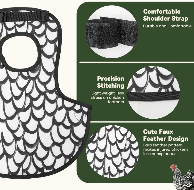 VZZNN 6Pcs Chicken Saddles for Hens, Adjustable Hen Aprons for Back Feather Protection, Waterproof Chicken Vest Jacket for Poultry, Fits Small to Medium Hens (3 Colors) - Image 4
