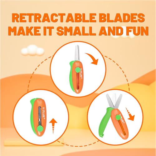 YPlus Safety Scissors for Kids, Retractable Small Scissors for Toddler Craft Ages 3-5 2-4 1-3, Cute Toddler Craft Preschool-Green - Image 3