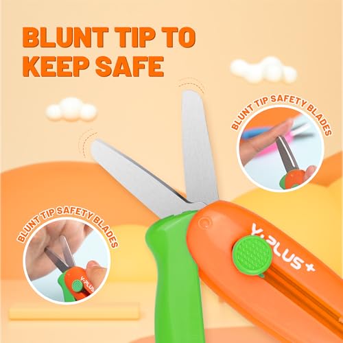 YPlus Safety Scissors for Kids, Retractable Small Scissors for Toddler Craft Ages 3-5 2-4 1-3, Cute Toddler Craft Preschool-Green - Image 2