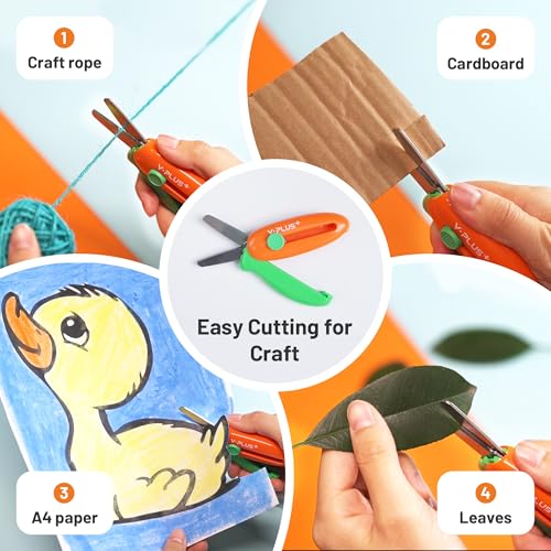 YPlus Safety Scissors for Kids, Retractable Small Scissors for Toddler Craft Ages 3-5 2-4 1-3, Cute Toddler Craft Preschool-Green - Image 4