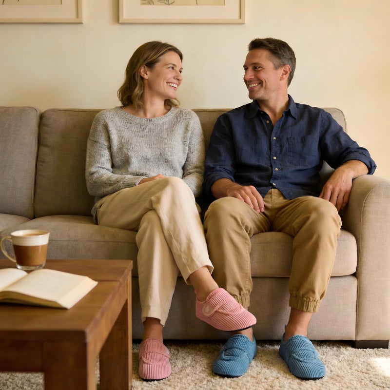 LeIsfIt House Slippers for Women Men Soft Barefoot House Shoes Slip on Non-slip Slipper Socks with Rubber Sole Cozy Comfy for Home Bedroom Travel Yoga, Cyan, 8-9 Women/6.5-7.5 Men - Image 2