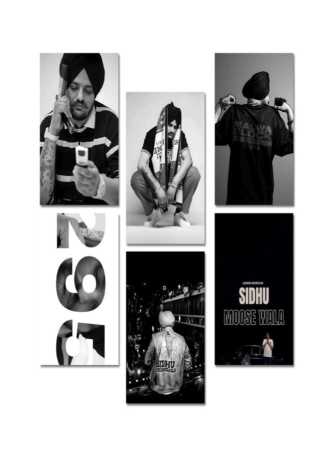 Wallgasm Sidhu Moose Wala Posters, Set of 6, 8x12 inch (A4 Size) 300 GSM | Punjabi Rapper | Sidhu Moose | Desi Hip Hop | Decor for Room, Gym, Studio - Image 1