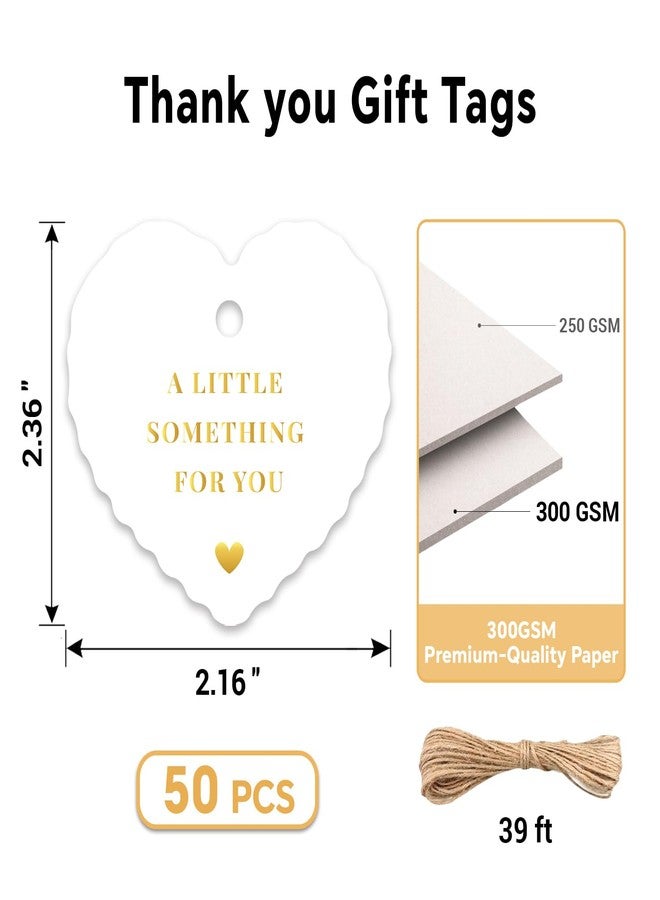 TQQBUU 50pcs Gold Foil Thank You Tags with String, Pre-Punched Hole Gift Tags with String - Perfect for Weddings, Baby Showers, Parties, Holidays, Anniversaries, Celebrations (2.36"*2.16") - Image 2