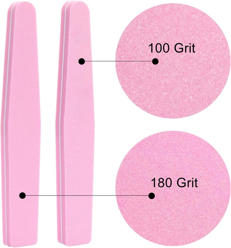 LoveBB 20Pcs Nail Buffers Block Files Sponge Washable Double Sided 100180 Sanding Buffing File for Acrylic Nails Pink - Image 2