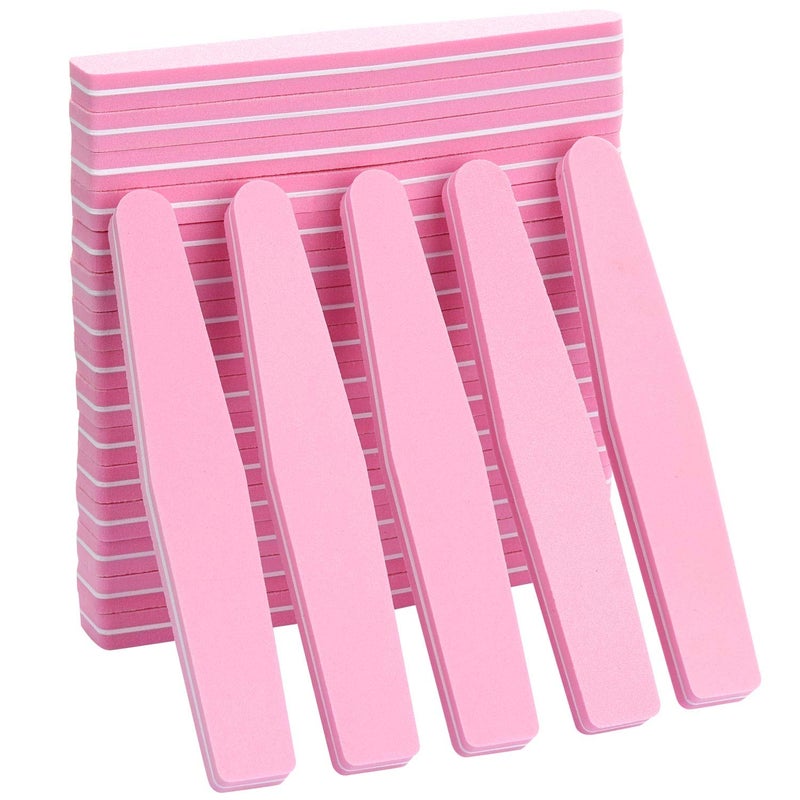 LoveBB 20Pcs Nail Buffers Block Files Sponge Washable Double Sided 100180 Sanding Buffing File for Acrylic Nails Pink - Image 1