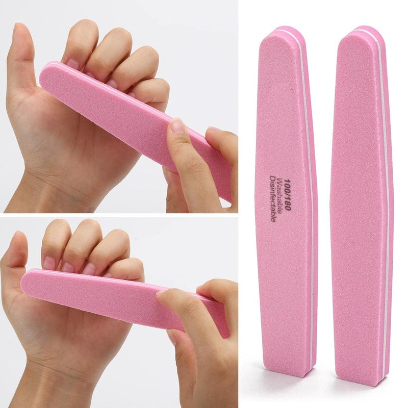 LoveBB 20Pcs Nail Buffers Block Files Sponge Washable Double Sided 100180 Sanding Buffing File for Acrylic Nails Pink - Image 5