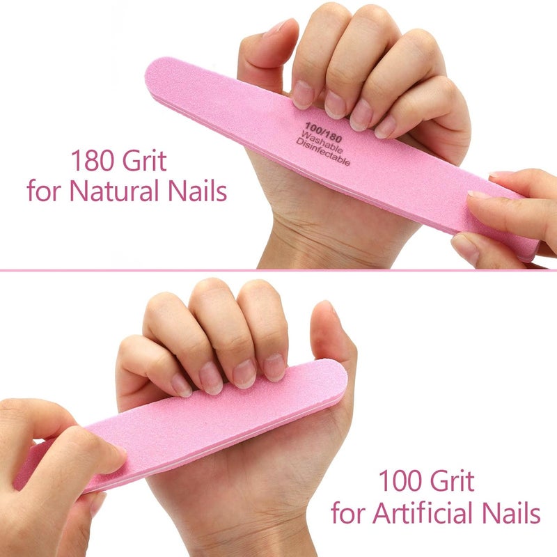 LoveBB 20Pcs Nail Buffers Block Files Sponge Washable Double Sided 100180 Sanding Buffing File for Acrylic Nails Pink - Image 4