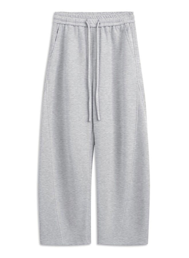 FACDIBY Womens Barrel Sweatpants Fleece Lined Wide Leg Sweat Pants Cotton Elastic Waisted Trousers with Pockets, Grey, XS - Image 5
