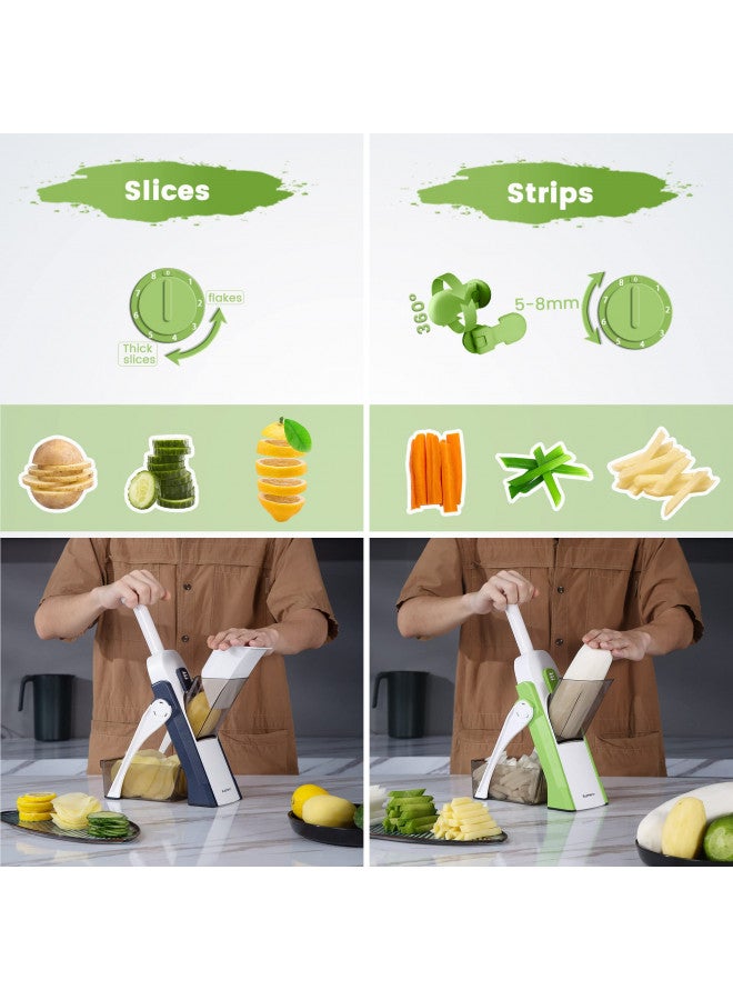 SupMaKin SUPMAKIN Safe Mandoline Slicer for Kitchen, Adjustable Potato Slicer,Vegetable Chopper, Mandolin Food Slicer, French Fry Cutter, 5 in 1 Chopping Artifact for Kitchen Chef Meal Prep  - Image 2