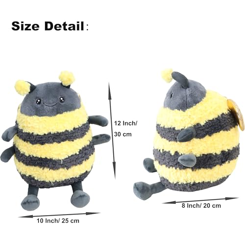 TONGSONG 12 Chubby Bumblebee Plush ToyGRS Certified SolidPlasticFreeFuzzy Honey Bee Stuffed Animal with Golden WingsSafe HugWaistNap PillowPerfect Birthday Valentines Day Gift for Kids 3 - Image 3