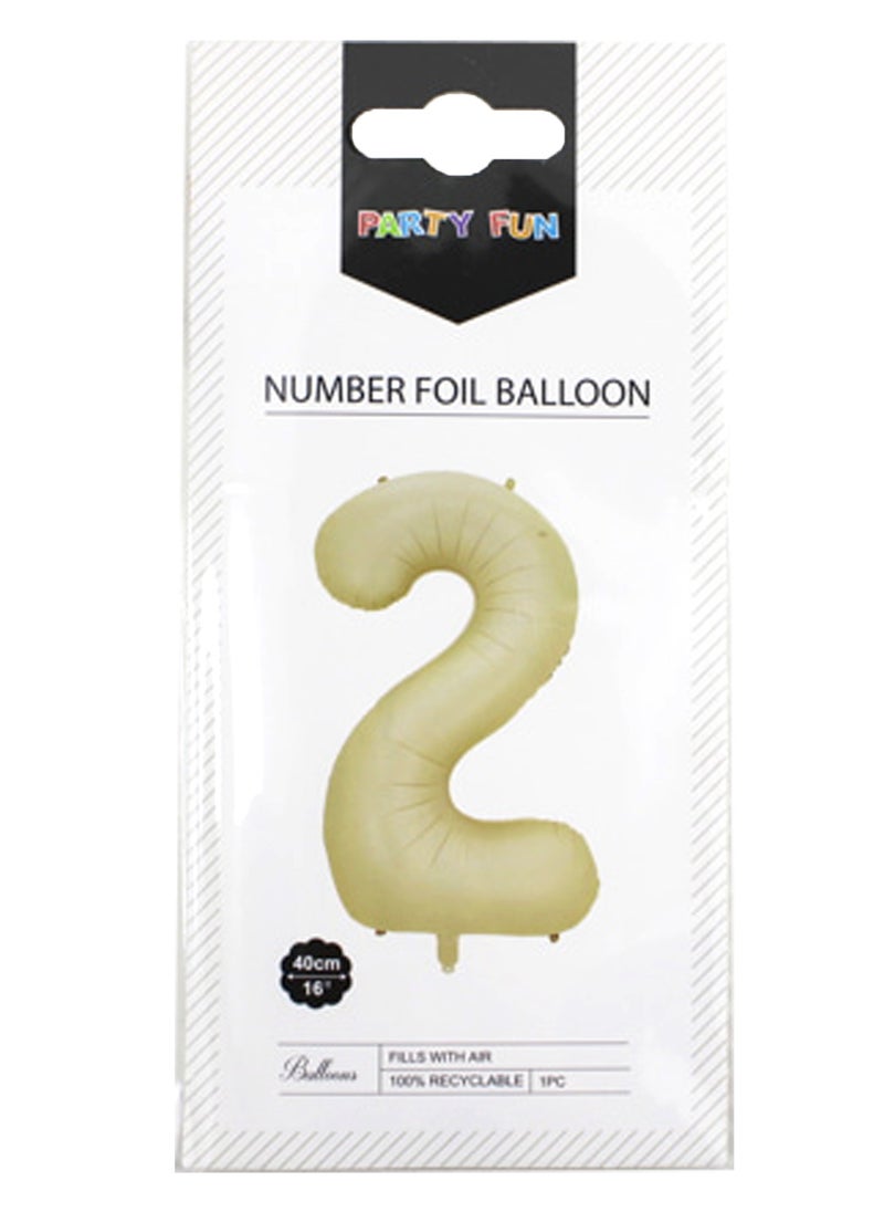 Foil Number Balloon 16" No.2 Oat Color
