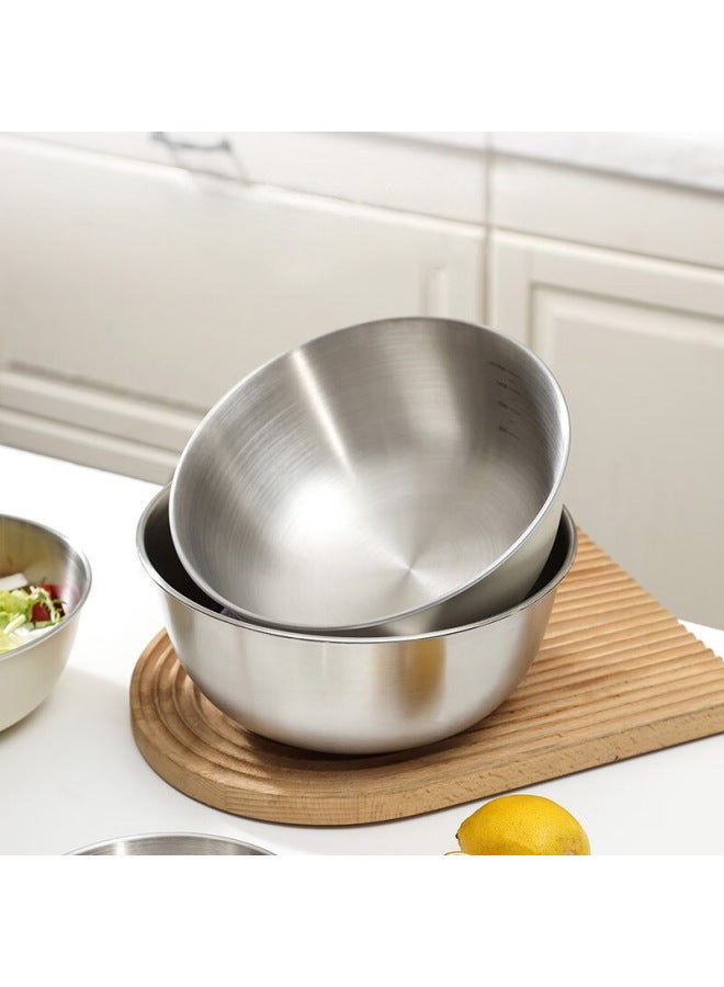 Stainless Steel Cooking Basin Japanese Style Household Scale Basin Thickened Mixing And Basin Egg-beating Basin Salad Fruit Baking Basin-Color:[two-piece Set] 25cm+25cm - Image 2