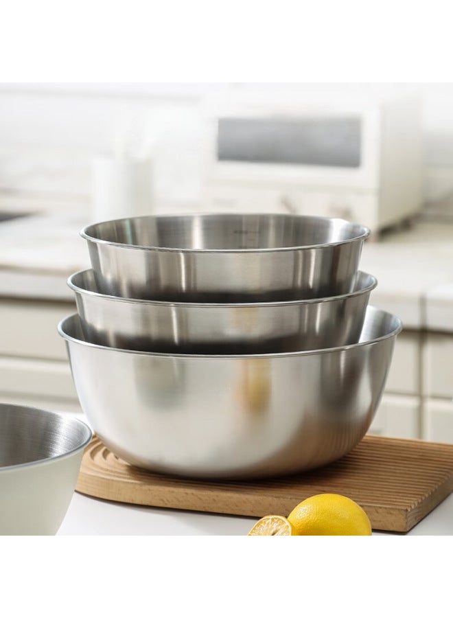 Stainless Steel Cooking Basin Japanese Style Household Scale Basin Thickened Mixing And Basin Egg-beating Basin Salad Fruit Baking Basin-Color:[two-piece Set] 25cm+25cm - Image 3