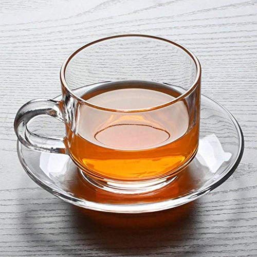 WQR Premium Glass Tea Cup and Saucer Coffee Cup Set of 6 (6 Cups and 6 Saucers) 210 ML Transparent Cups and Saucer Set Coffee, Tea, Green Tea (Crystal) - Image 2