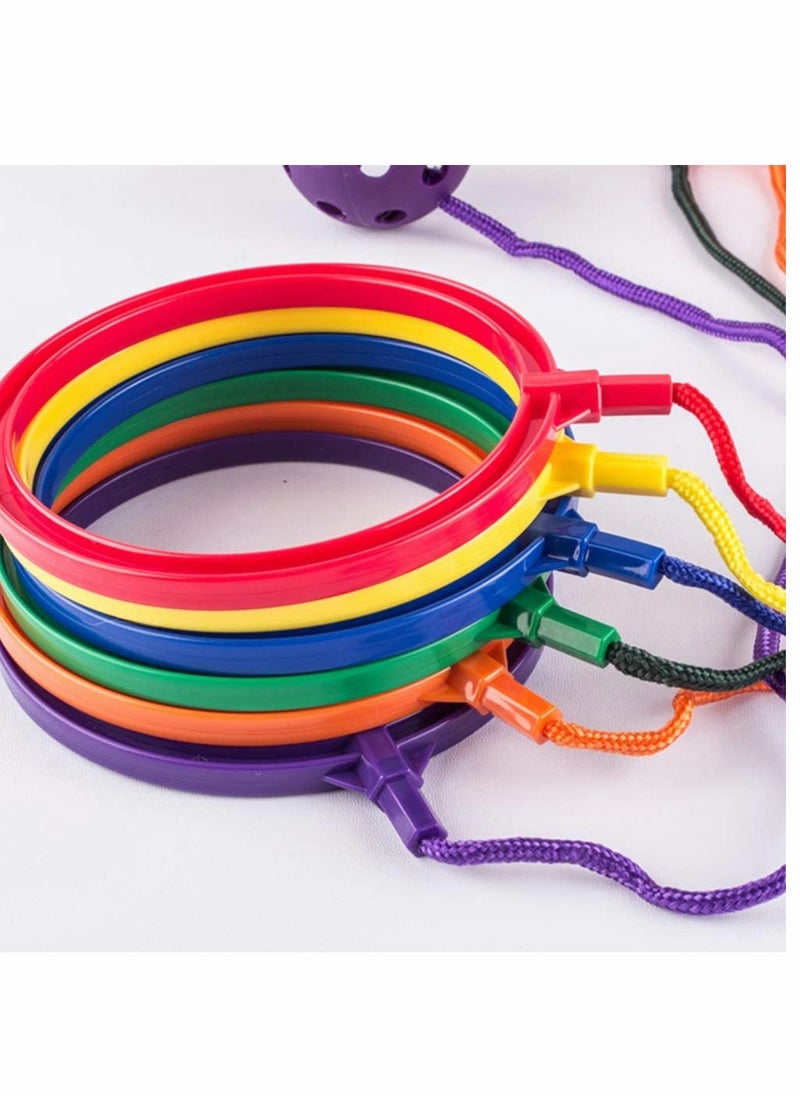 KASTWAVE - Swingball Set 6pcs Sports Swing Ball Set Kids Skip Ball Ankle Jumping Ring Ball Children Jumping Ball Skip It Fitness Sports for Boys Girls Favors Party Activities Game Supplies - Image 1