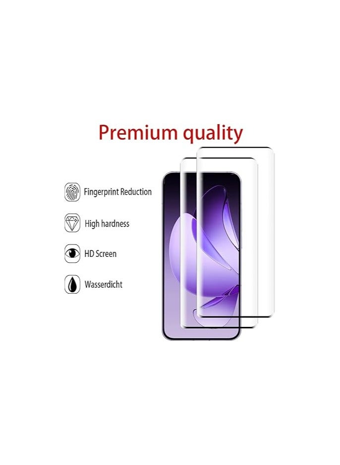 Screen Protector Compatible with Oppo Reno 13 Pro, 【2 Pack】 Tempered Glass + 【2 Pack】 Camera Lens Protector, 9H Hardness HD Anti-Scratch Protective Film