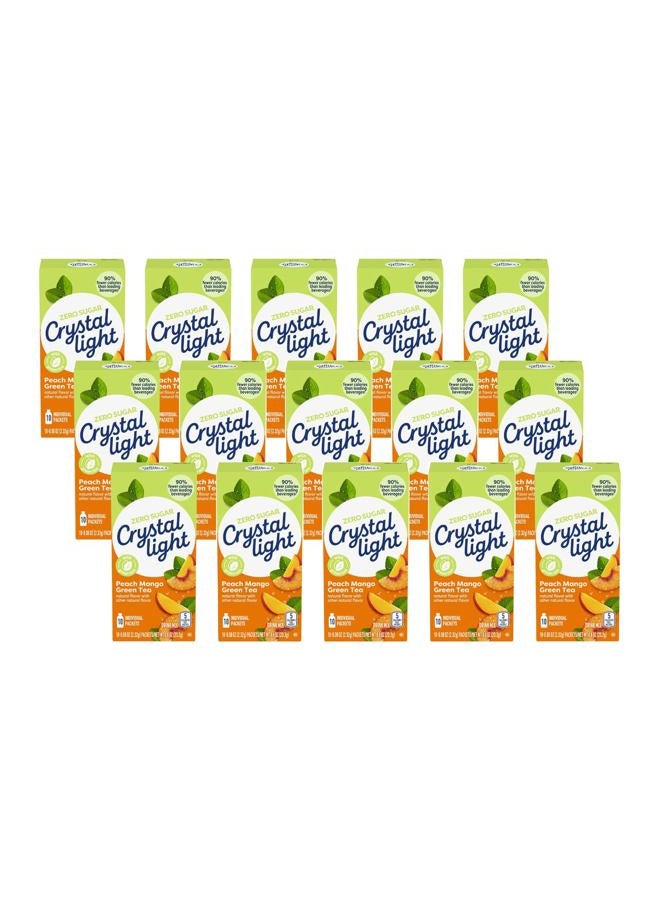 Crystal Light On The Go Peach Mango Green Tea Drink Mix, 10-Packet Box (Pack of 15) - Image 1