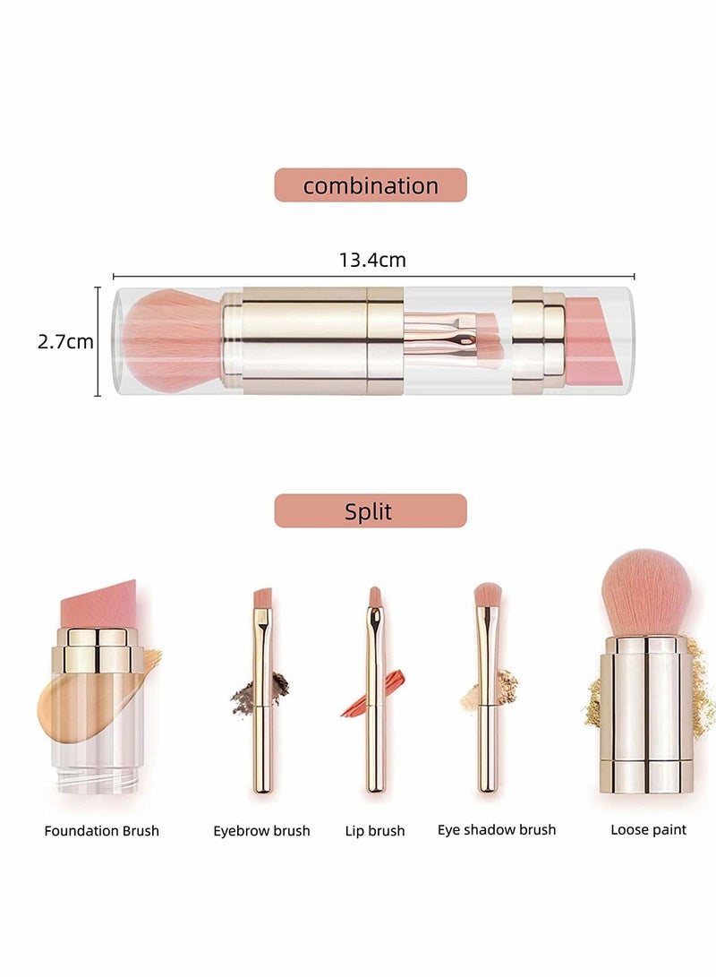 KASTWAVE Makeup Brush Set, 5 in 1 Brushes with Eyeshadow Brush, Lip Face Foundation Powder Puff - Image 2