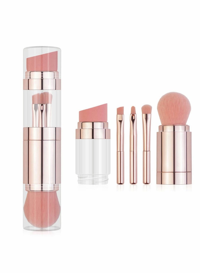 KASTWAVE Makeup Brush Set, 5 in 1 Brushes with Eyeshadow Brush, Lip Face Foundation Powder Puff - Image 1