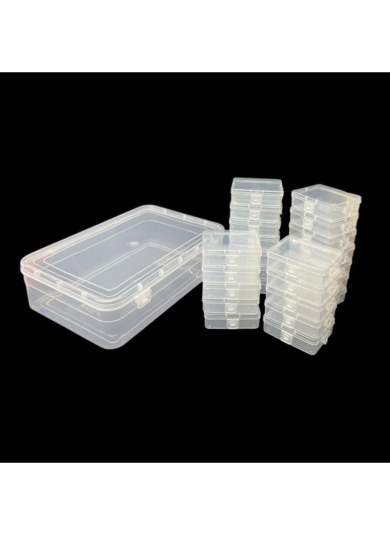 URBAA URBAA Plastic Storage Box Set 25 Pieces Clear Containers with Locking Lids 1 Big Container with 24 Small Boxes for Jewellery Pins and Beads  - Image 1