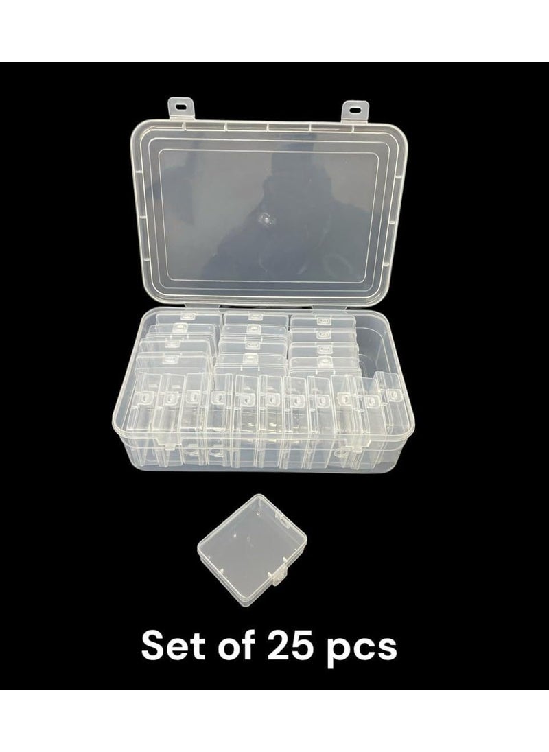 URBAA URBAA Plastic Storage Box Set 25 Pieces Clear Containers with Locking Lids 1 Big Container with 24 Small Boxes for Jewellery Pins and Beads  - Image 5