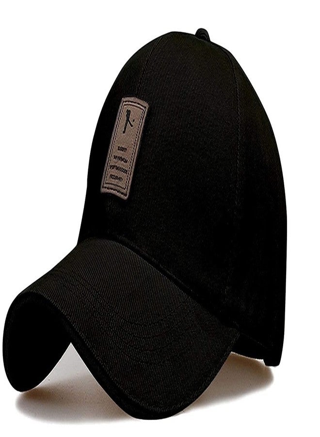 pass pass Black Baseball Cap - Classic Plain Sports Hat with Buckle Closure | Adjustable Unisex Dad Hat for Men & Women - Image 2
