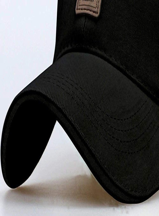 pass pass Black Baseball Cap - Classic Plain Sports Hat with Buckle Closure | Adjustable Unisex Dad Hat for Men & Women - Image 3