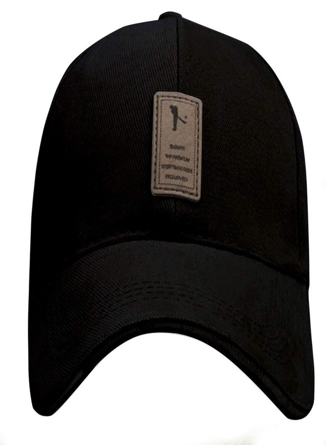 pass pass Black Baseball Cap - Classic Plain Sports Hat with Buckle Closure | Adjustable Unisex Dad Hat for Men & Women - Image 4