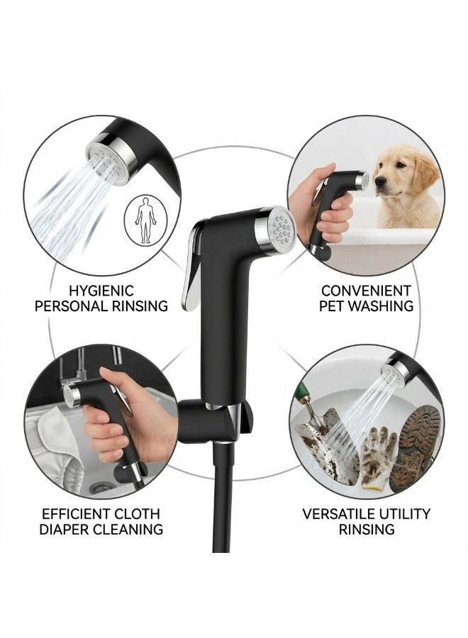 Black Bidet Shattaf Set – Handheld Adjustable Toilet Bidet Sprayer with Anti-Burst Hose for Bathroom Hygiene - Image 4