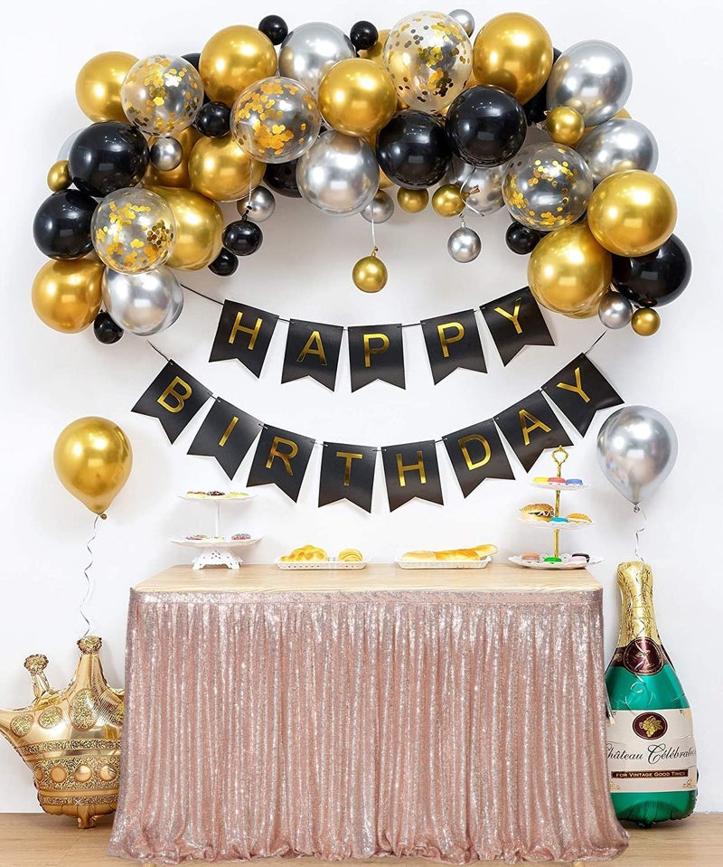 Poise3EHome Poise3EHome Spakly Draped 9ft wide x 30 inches drop Rose Gold Table Skirt for Birthday Party Baby Shower Dessert Table Wedding Cake Table Exhibition Reception  - Image 2