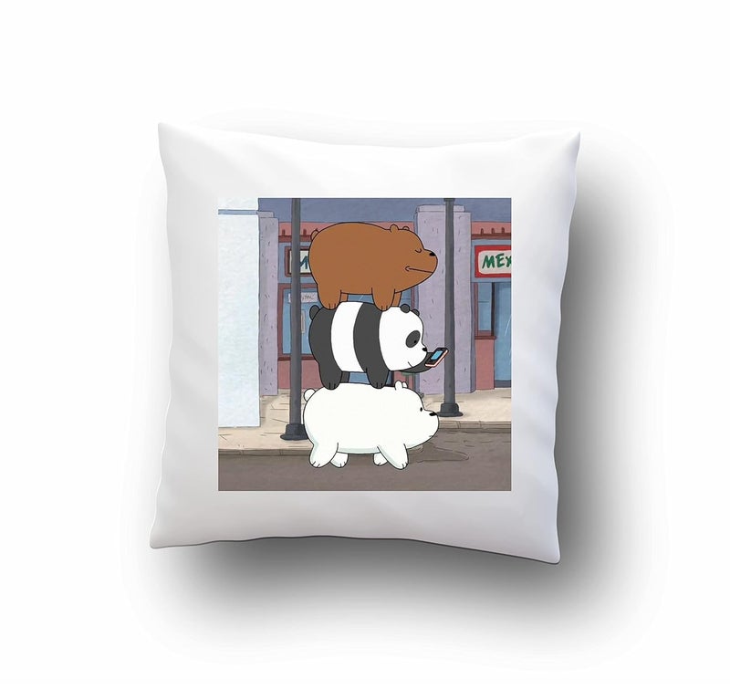 CRAFT MANIACS TOP Bare Bears 1616 INCHES Pillow with Filler Officially Licensed Bare Bear Merch - Image 1