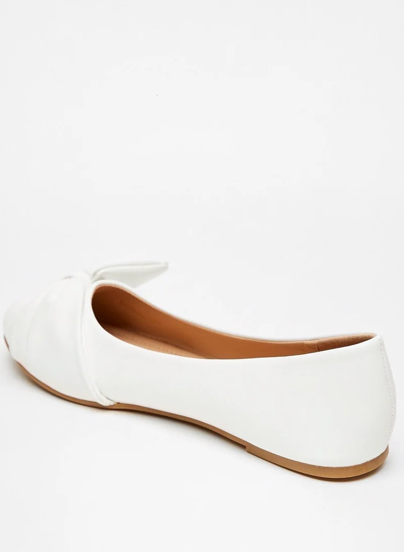 shoexpress Solid Round Toe Ballerinas with Bow Applique Detail