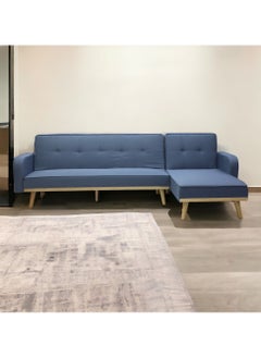 مالتي هوم فيرنيتشر MULTI HOME FURNITURE أريكة سرير بتصميم عصري أو أريكة بثلاثة مقاعد على شكل حرف L مصنوعة من أجود أنواع الأقمشة بأرجل خشبية MH-851 سرير أريكة باللون الأزرق  - Image 4
