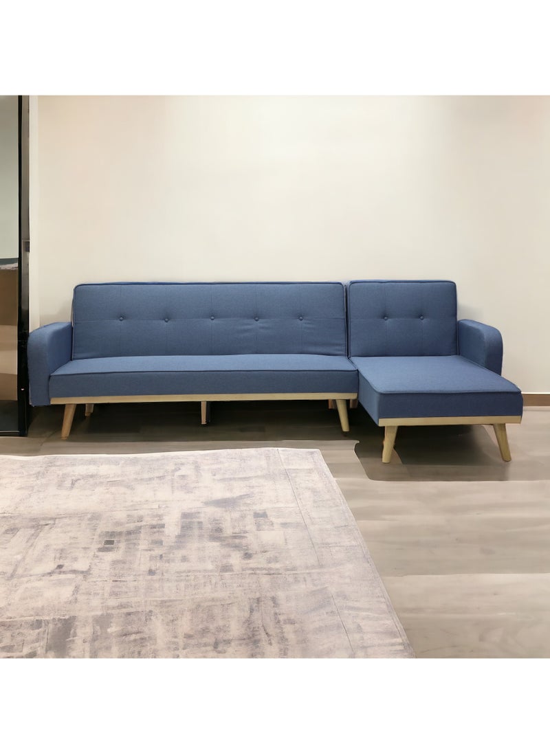 مالتي هوم فيرنيتشر MULTI HOME FURNITURE أريكة سرير بتصميم عصري أو أريكة بثلاثة مقاعد على شكل حرف L مصنوعة من أجود أنواع الأقمشة بأرجل خشبية MH-851 سرير أريكة باللون الأزرق  - Image 4