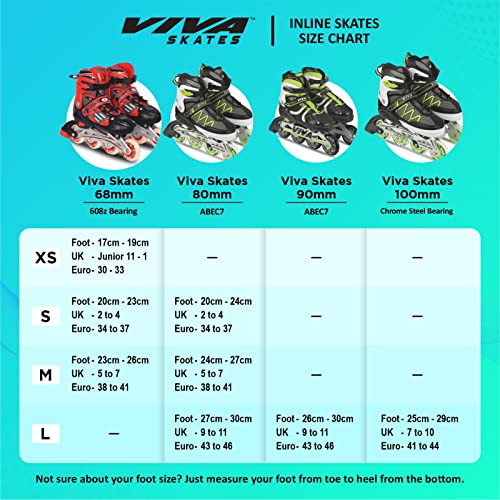 Viva Adjustable Inline Skates with Different Wheel Size Roller Inline Skates for All Boys and Girls (Xtra Small (12-1 UK), 68MM - Wheel Size) - Image 3